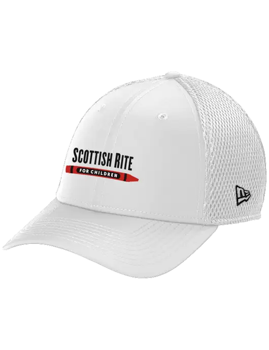 New Era 39THIRTY Performance Stretch White Mesh Cap w/Scottish Rite for Children Logo