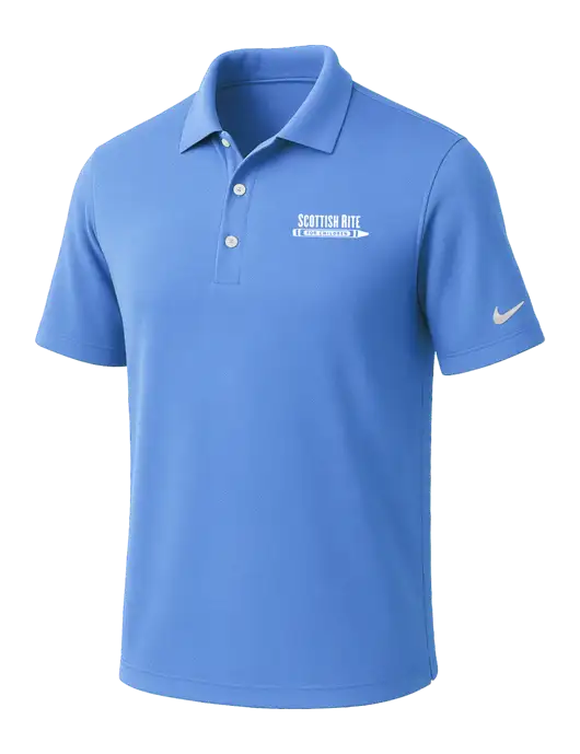 NIKE Carolina Blue Dri-Fit Micro Pique Polo w/Scottish Rite for Children Logo