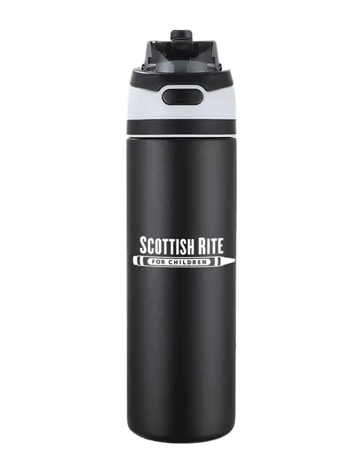 Black Sip or Flip 24oz Vacuum Insulated Stainless Steel Bottle  w/Scottish Rite for Children Logo