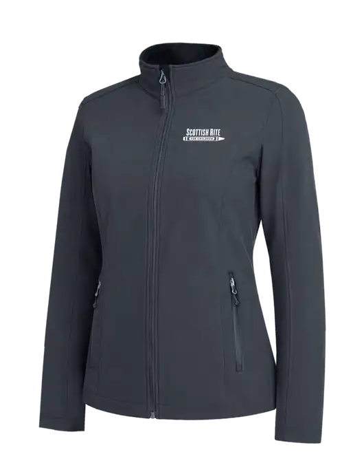 Charcoal Grey Womens Core Soft Shell Jacket w/Scottish Rite for Children Logo