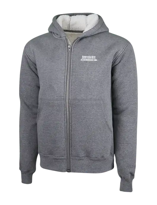 Cornerstone Grey Heather Heavyweight Sherpa Lined Hooded Fleece Jacket w/Scottish Rite for Children Logo