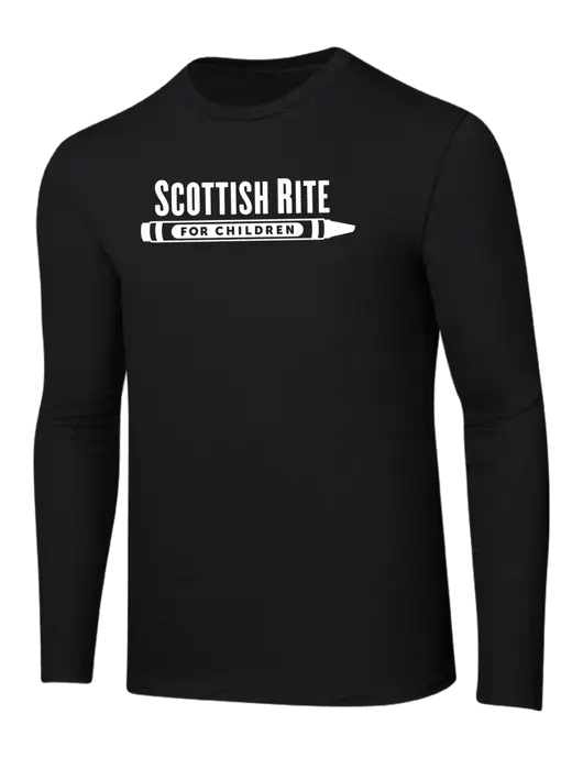 Ring Spun Jet Black 4.5 oz Long Sleeve T-Shirt w/Scottish Rite for Children Logo