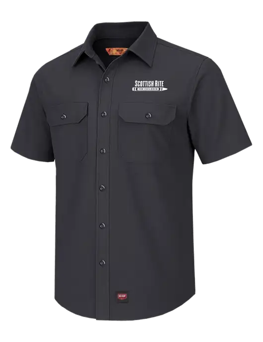 Red Kap Charcoal Short Sleeve Solid Ripstop Shirt w/Scottish Rite for Children Logo
