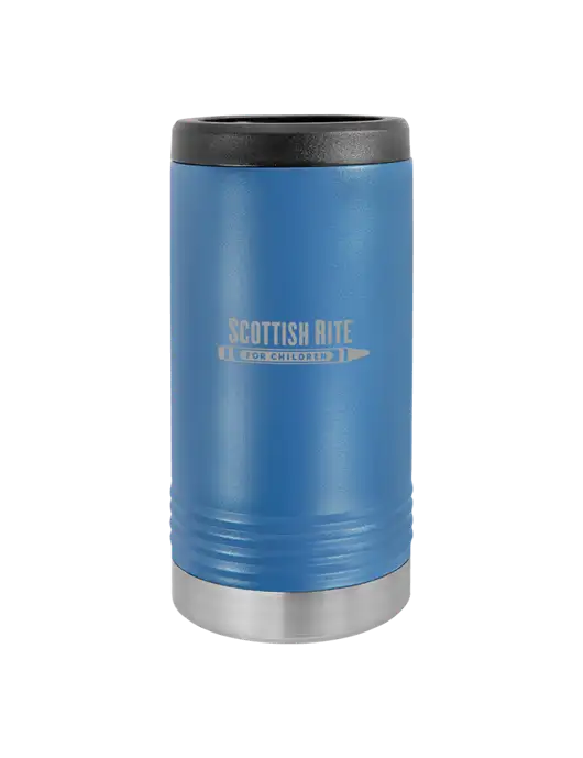 Polar Camel Powder Coated Royal Blue Vacuum Insulated Slim Beverage Holder w/Scottish Rite for Children Logo
