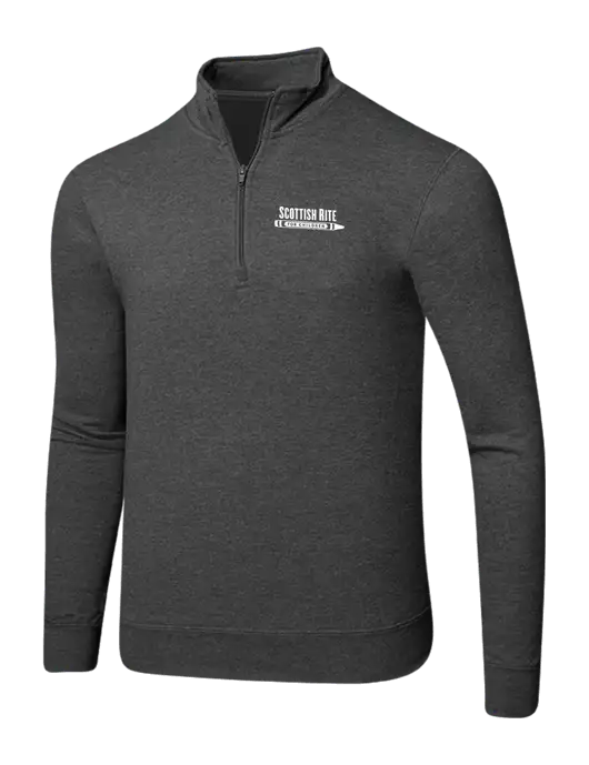 Dark Heather Grey 8.5 oz Ring Spun 1/4 Zip Pullover Sweatshirt w/Scottish Rite for Children Logo