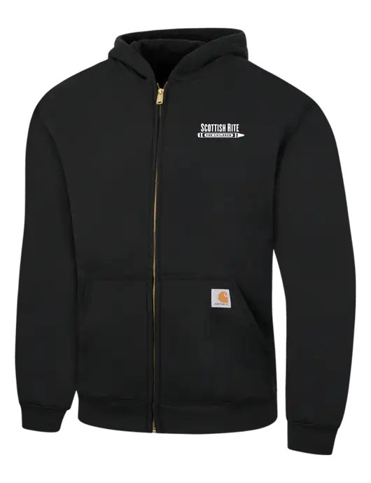 Carhartt Black Midweight Hooded Zip-Front Sweatshirt w/Scottish Rite for Children Logo