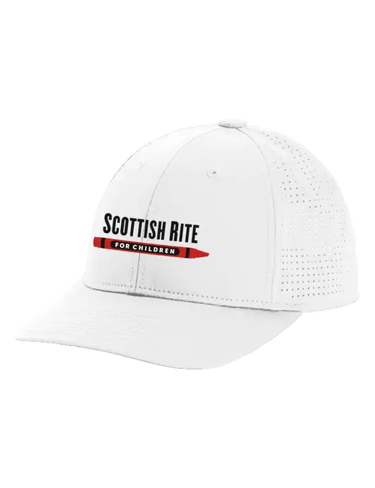 Pro-Cut Structured Snapback with Pinhole Mesh White Cap w/Scottish Rite for Children Logo