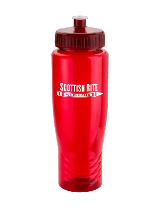 Roam Red 28 oz Eco-Polyclear Bottle with Push Pull Lid w/Scottish Rite for Children Logo