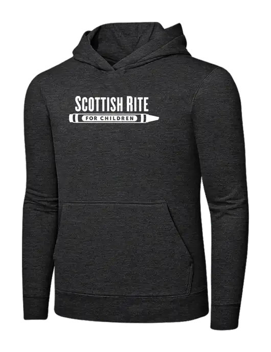 Dark Heather Grey 7.8 oz Ring Spun Hooded Sweatshirt w/Scottish Rite for Children Logo