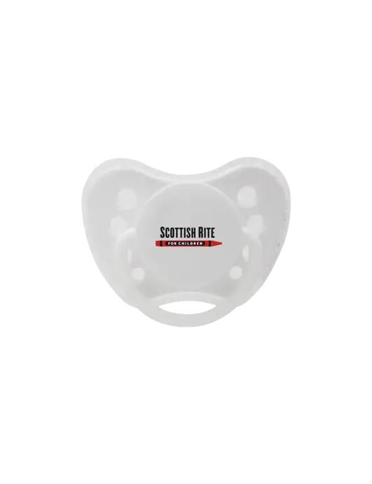 Silicone White Pacifier with Clear Cover w/Scottish Rite for Children Logo