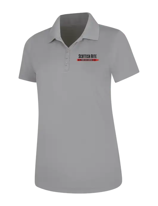 Light Grey Womens Dry Zone UV Mesh Polo w/Scottish Rite for Children Logo