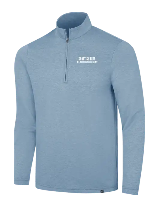 TravisMathew Light Blue Heather Coveside ¼-Zip w/Scottish Rite for Children Logo