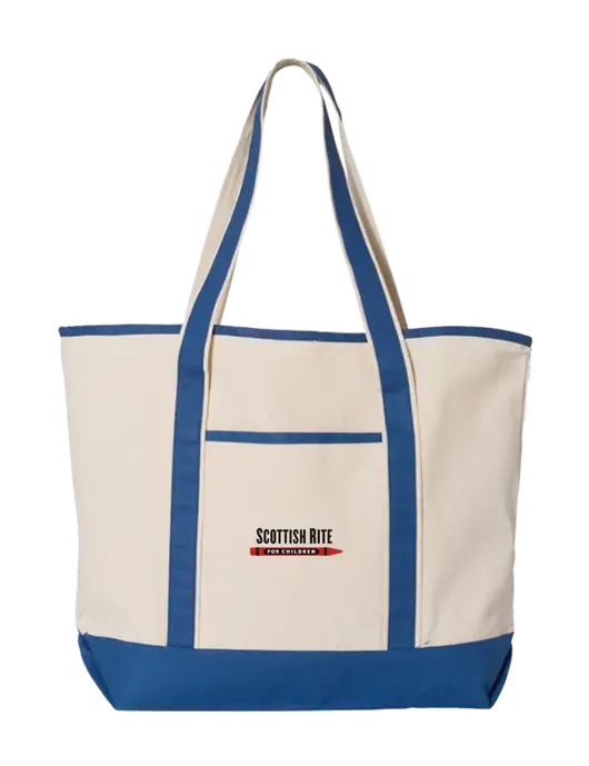 Natural/Royal Large Canvas Deluxe Tote w/Scottish Rite for Children Logo