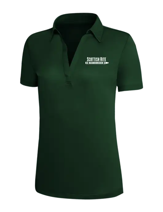 Dark Green Silk Touch Womens Performance Polo w/Scottish Rite for Children Logo