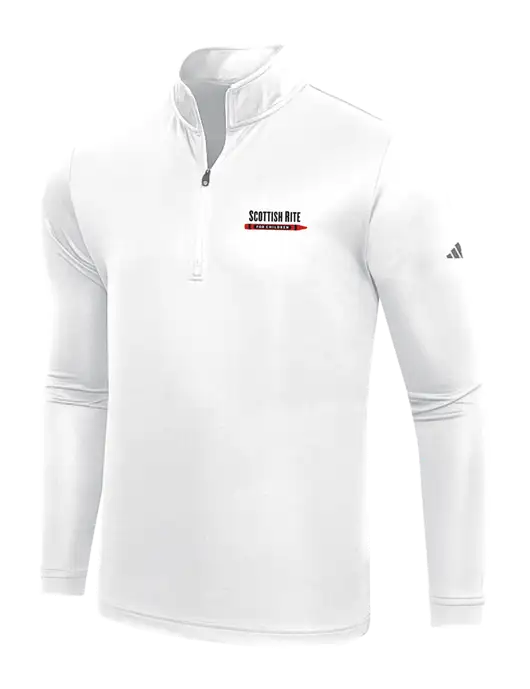 Adidas White  Lightweight Quarter Zip Pullover w/Scottish Rite for Children Logo