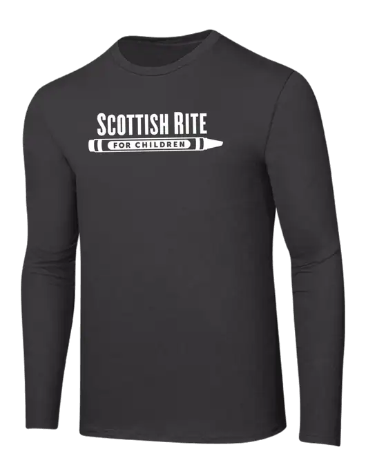 Ring Spun Charcoal 4.5 oz Long Sleeve T-Shirt w/Scottish Rite for Children Logo