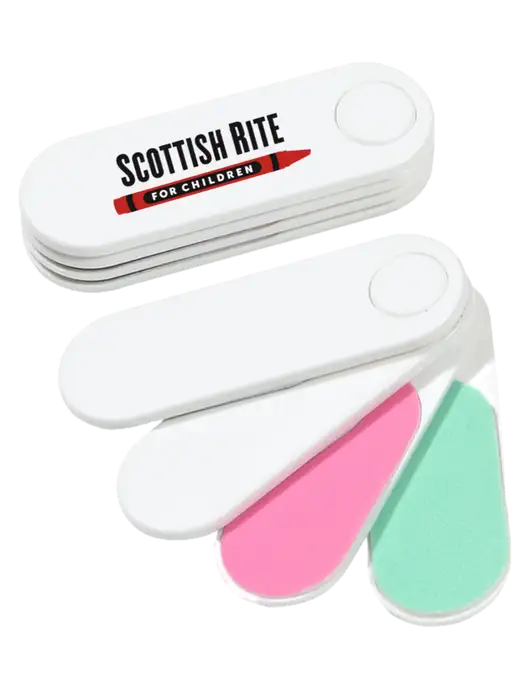 White Folding Nail Files & Buffer w/Scottish Rite for Children Logo