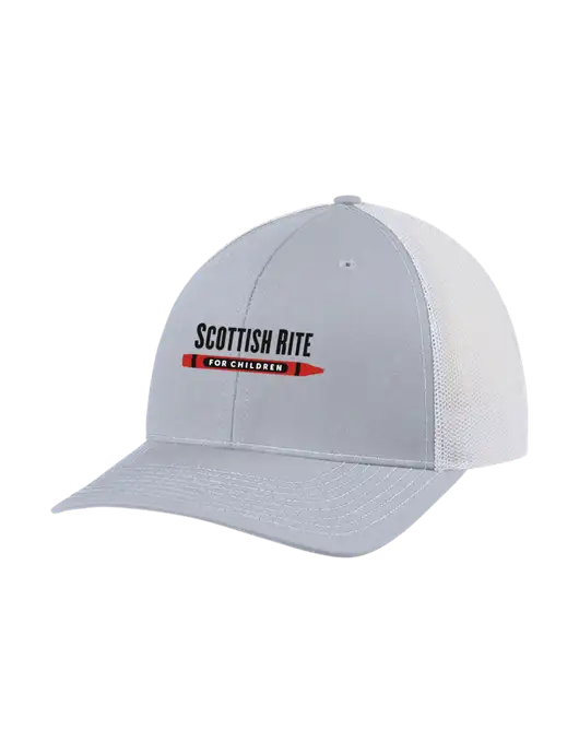 Richardson Adjustable Snapback Original 112 Trucker Cap Light Heather Grey w/White Mesh w/Scottish Rite for Children Logo