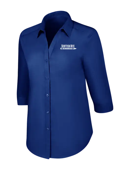 Womens Royal 3/4 Sleeve Carefree Poplin Shirt w/Scottish Rite for Children Logo