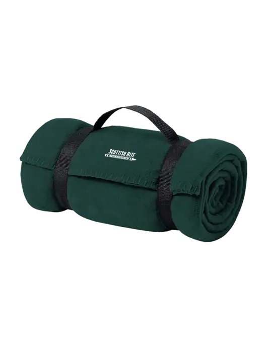 Casual Dark Green Fleece Blanket With Strap w/Scottish Rite for Children Logo