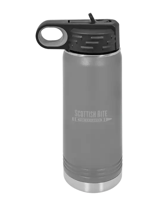 Polar Camel 20 oz Powder Coated Grey Vacuum Insulated Water Bottle w/Scottish Rite for Children Logo