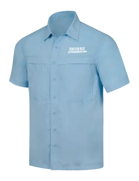 Light Blue Short Sleeve UV Daybreak Shirt w/Scottish Rite for Children Logo