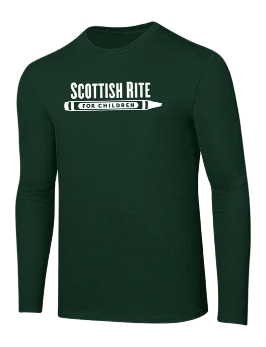 Ring Spun Forest Green 4.5 oz Long Sleeve T-Shirt w/Scottish Rite for Children Logo