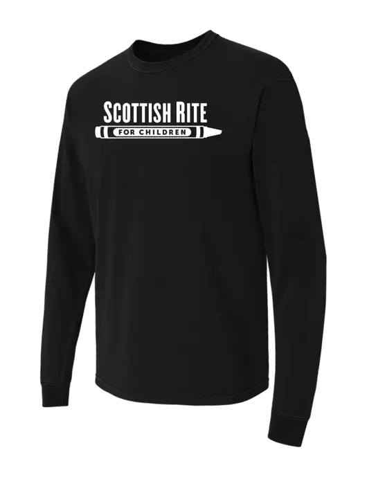 Comfort Colors Garment-Dyed Black Heavyweight Long Sleeve T-Shirt w/Scottish Rite for Children Logo