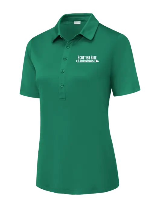 Kelly Green Womens Posi-UV Pro Polo w/Scottish Rite for Children Logo