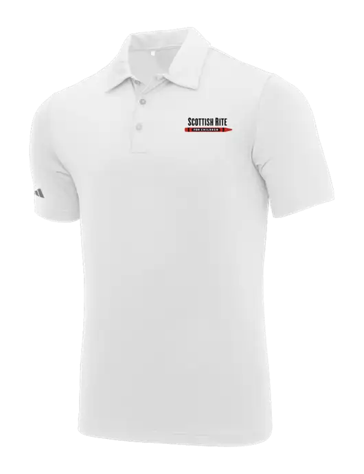 Adidas White Ultimate Solid Polo w/Scottish Rite for Children Logo