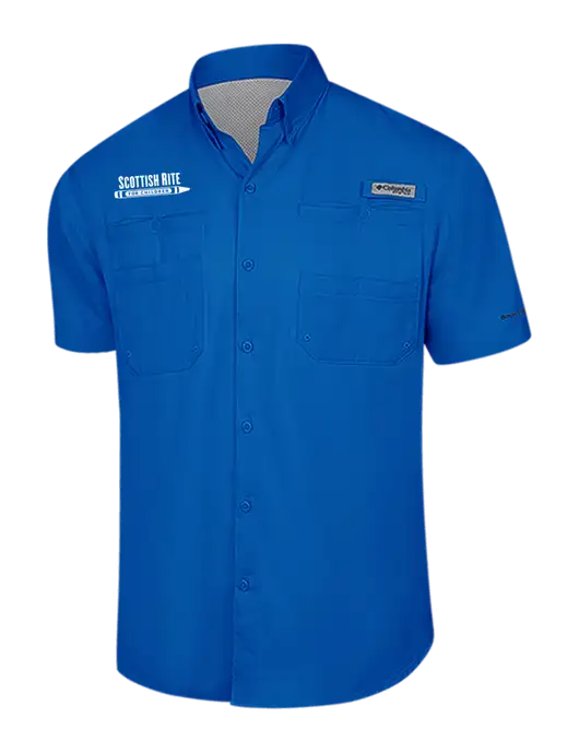 Columbia Royal PFG Tamiami II Short Sleeve Shirt w/Scottish Rite for Children Logo