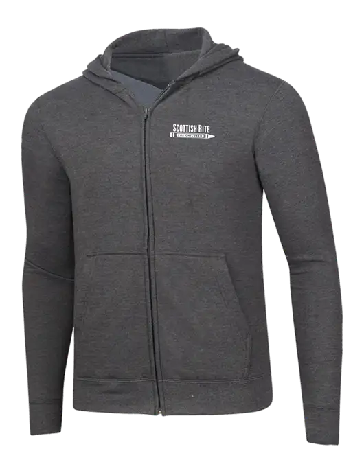 Dark Heather Grey 8.5 oz Ring Spun Zip Hooded Sweatshirt w/Scottish Rite for Children Logo