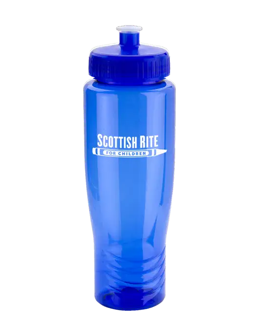 Roam Blue 28 oz Eco-Polyclear Bottle with Push Pull Lid w/Scottish Rite for Children Logo