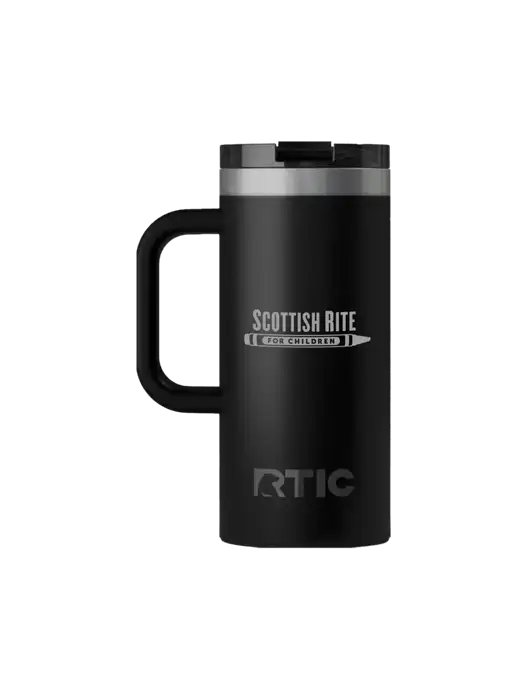RTIC Road Trip 16 oz Black Travel Mug w/Scottish Rite for Children Logo