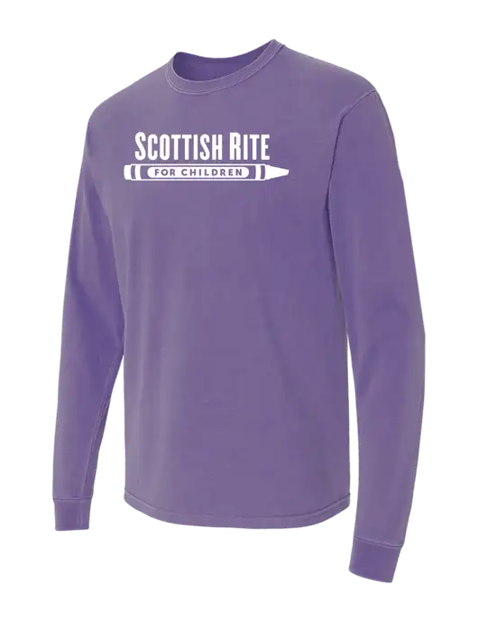 Comfort Colors Garment-Dyed Purple Heavyweight Long Sleeve T-Shirt w/Scottish Rite for Children Logo
