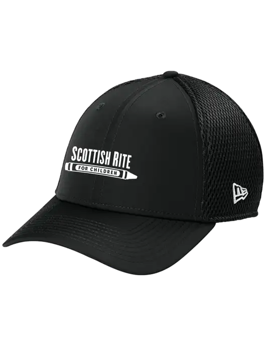 New Era 39THIRTY Performance Stretch Black Mesh Cap w/Scottish Rite for Children Logo