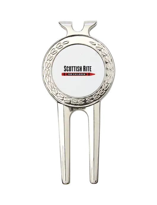 Silver Divot Tool, 1.5 x 3 w/Scottish Rite for Children Logo