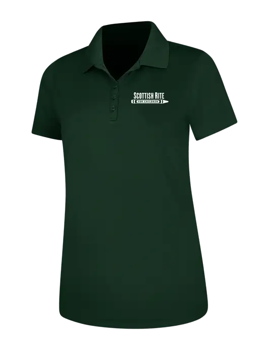 Dark Green Womens Dry Zone UV Mesh Polo w/Scottish Rite for Children Logo