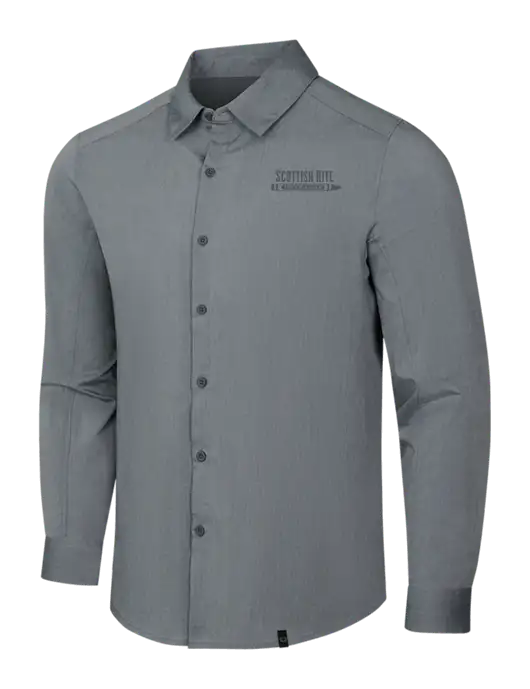 OGIO Medium Grey Heather Commuter Woven Shirt w/Scottish Rite for Children Logo