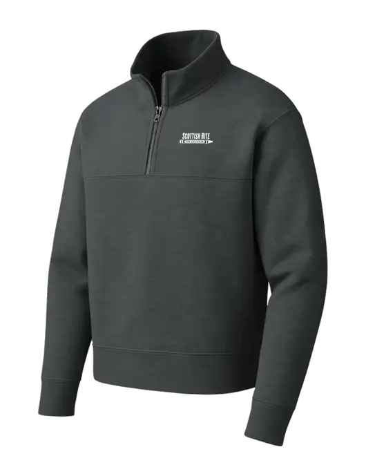 Mercer+Mettle Dark Grey Linear Texture Quarter Zip w/Scottish Rite for Children Logo