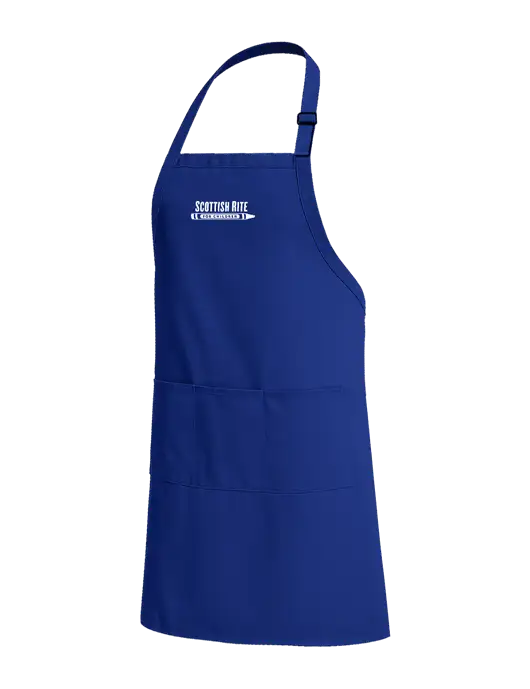 Easy Care Extra Long Bib Dark Royal Apron with Stain Release w/Scottish Rite for Children Logo