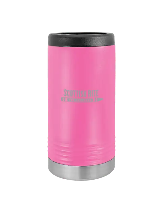 Polar Camel Powder Coated Pink Vacuum Insulated Slim Beverage Holder w/Scottish Rite for Children Logo