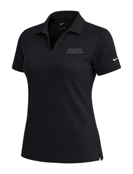 NIKE Black Womens Dri-Fit Micro Pique Polo w/Scottish Rite for Children Logo