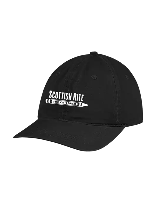 Garment Washed Unstructured Twill Black Cap w/Scottish Rite for Children Logo