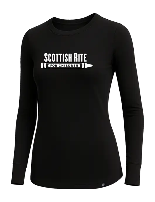 Jaanuu Womens RegenX Black Cotton Underscrub Long Sleeve T-Shirt w/Scottish Rite for Children Logo