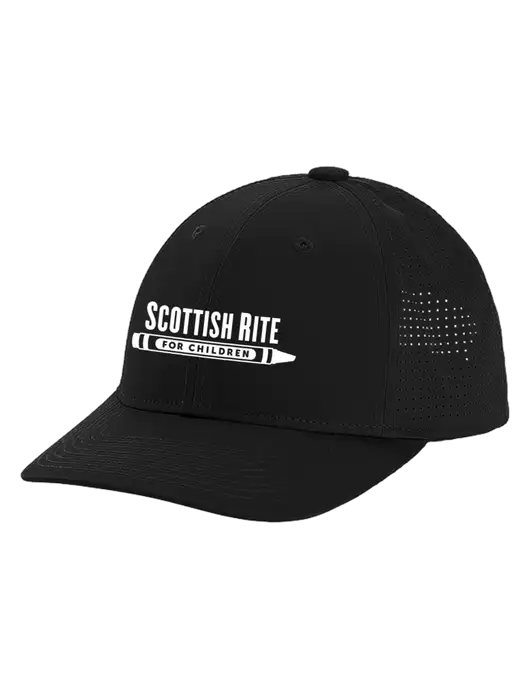 Pro-Cut Structured Snapback with Pinhole Mesh Black Cap w/Scottish Rite for Children Logo