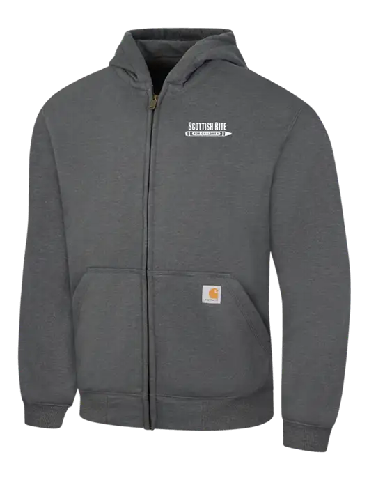 Carhartt Dark Grey Heather Rain Defender Paxton Heavyweight Hooded Zip-Front Sweatshirt w/Scottish Rite for Children Logo