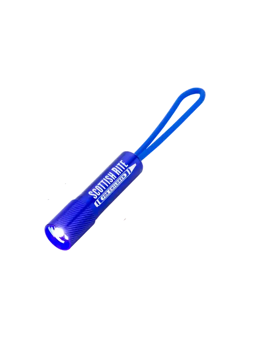 Mini Royal Blue LED Flashlight with Silicone Loop w/Scottish Rite for Children Logo
