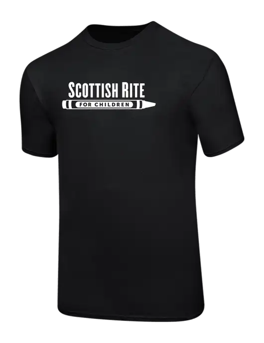 Ring Spun Jet Black 4.5 oz T-Shirt w/Scottish Rite for Children Logo