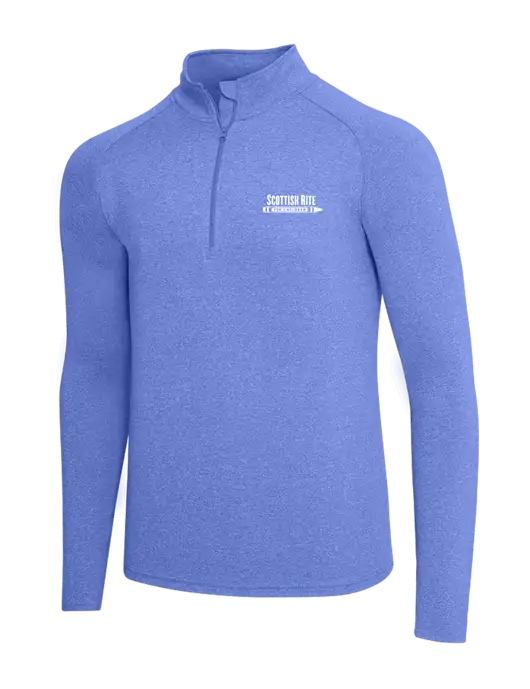 Royal Heather Sport Wick Stretch 1/4 Zip Pullover w/Scottish Rite for Children Logo